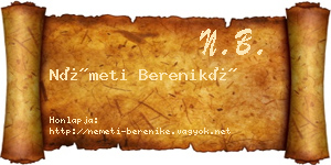 Németi Bereniké névjegykártya